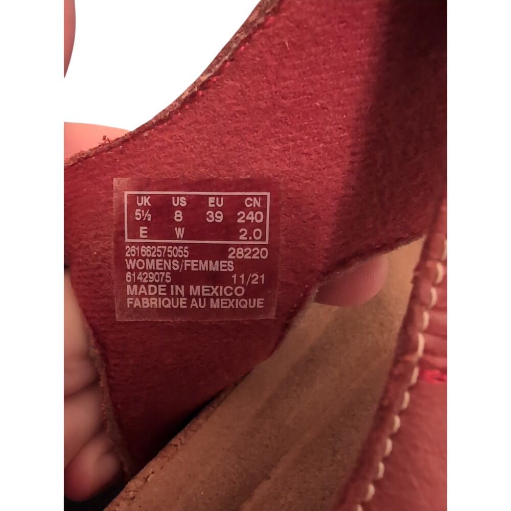 Clarks Collection Size 8 Adjustable Leather Sandals Roseville Mae Red (-37-) - Picture 6 of 6